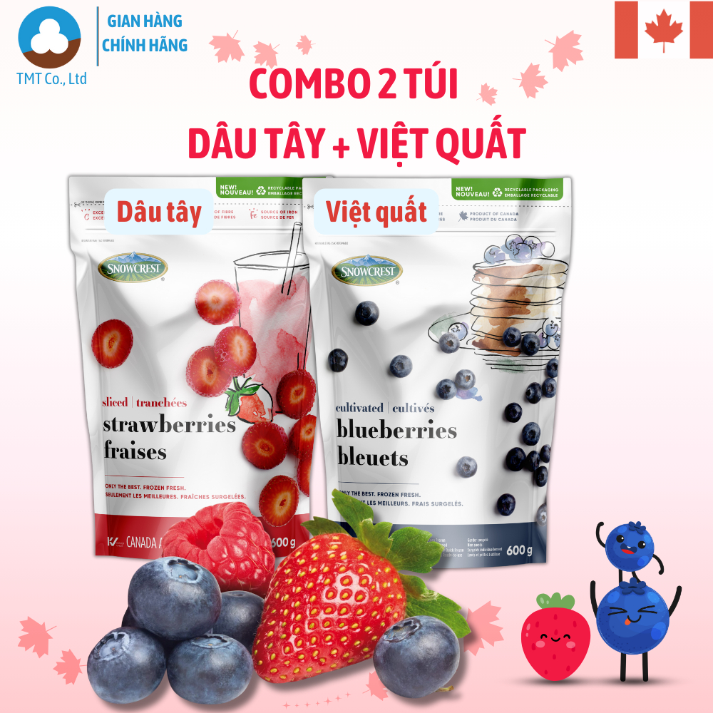 [Canada] Combo 2 túi Trái cây đông lạnh Snowcrest Berry Blend nhập khẩu Canada