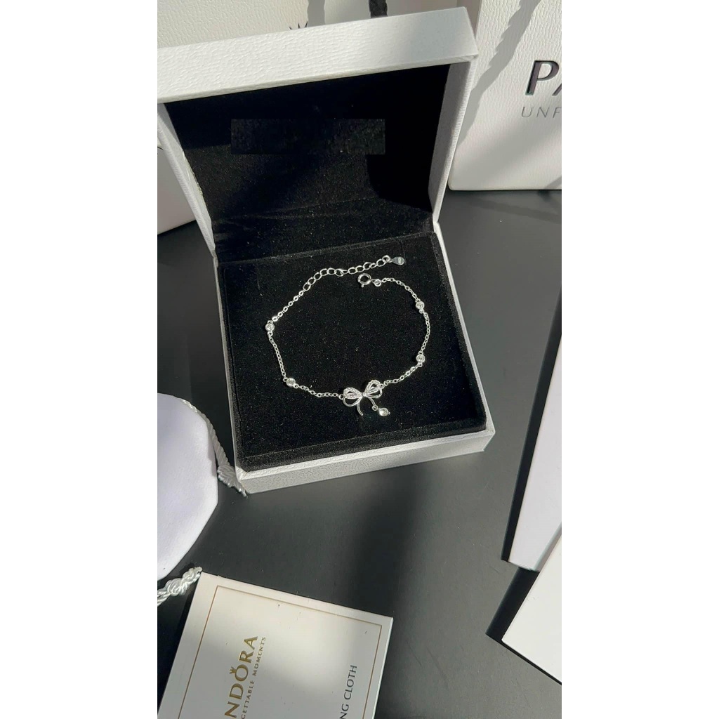 Lắc tay nữ bạc thật lắc tay nơ siêu xinh nhẹ nhàng