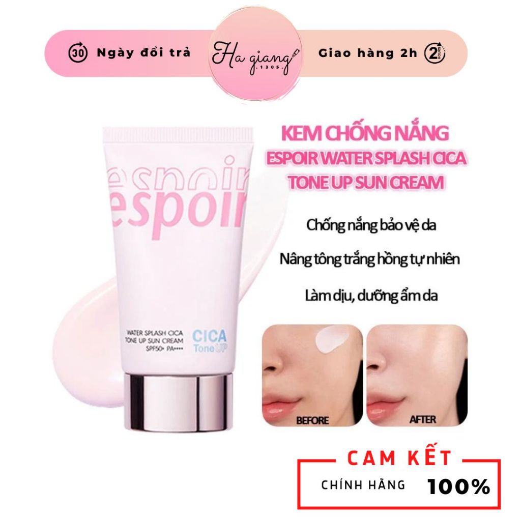 Kem Chống Nắng Nâng Tông Espoir Water Splash Cica Tone Up