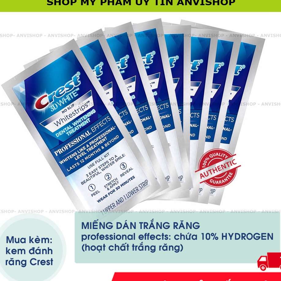 Miếng dán trắng răng Crest 3D White - Dán trắng răng Crest (1 gói)