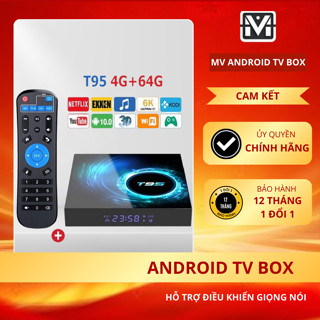 Android TV Box T95 Ram 4G WiFi băng tần kép Bluetooth HD 6K android10 Xem phim và TV Bảo hành 12 tháng