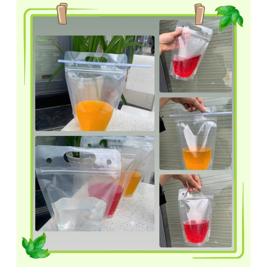 Túi đựng trà sữa, Túi zipper đựng trà sữa, Túi zip đựng nước ép, trà chanh - Đựng vừa 500ml