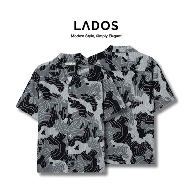 [OUTLET - KHÔNG ĐỔI TRẢ] Áo Sơ Mi ngắn tay Họa Tiết Topographic Map LADOS-8172 Chất Lụa Mềm Mát, Phong Cách Mùa Hè