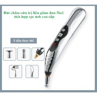 (PIN SẠC) Bút dò huyệt xung điện châm cứu đông y thông kinh lạc tia laser hồng ngoại massage giảm đau cơ