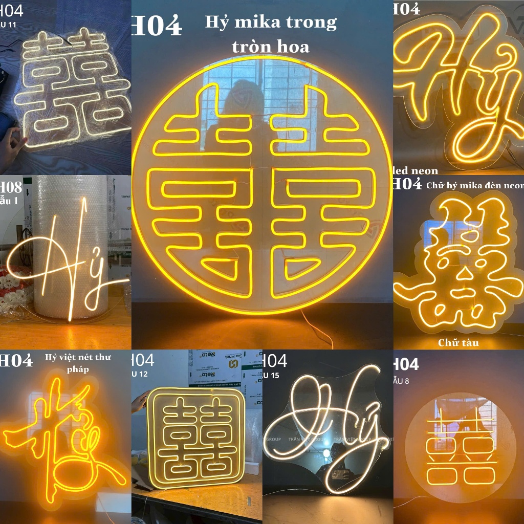 Chữ Hỷ 60cm - Led Neon, Đèn Led Trang Trí Đám Cưới - Decor Tiệc Cưới