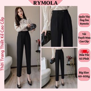  Quần Tây Nữ Lưng Cao Quần Tây Công Sở RYMOLA  Màu Đen Có Bigsize Dáng Quần Âu Form Baggy Cạp Cao Phong Cách Công Sở 