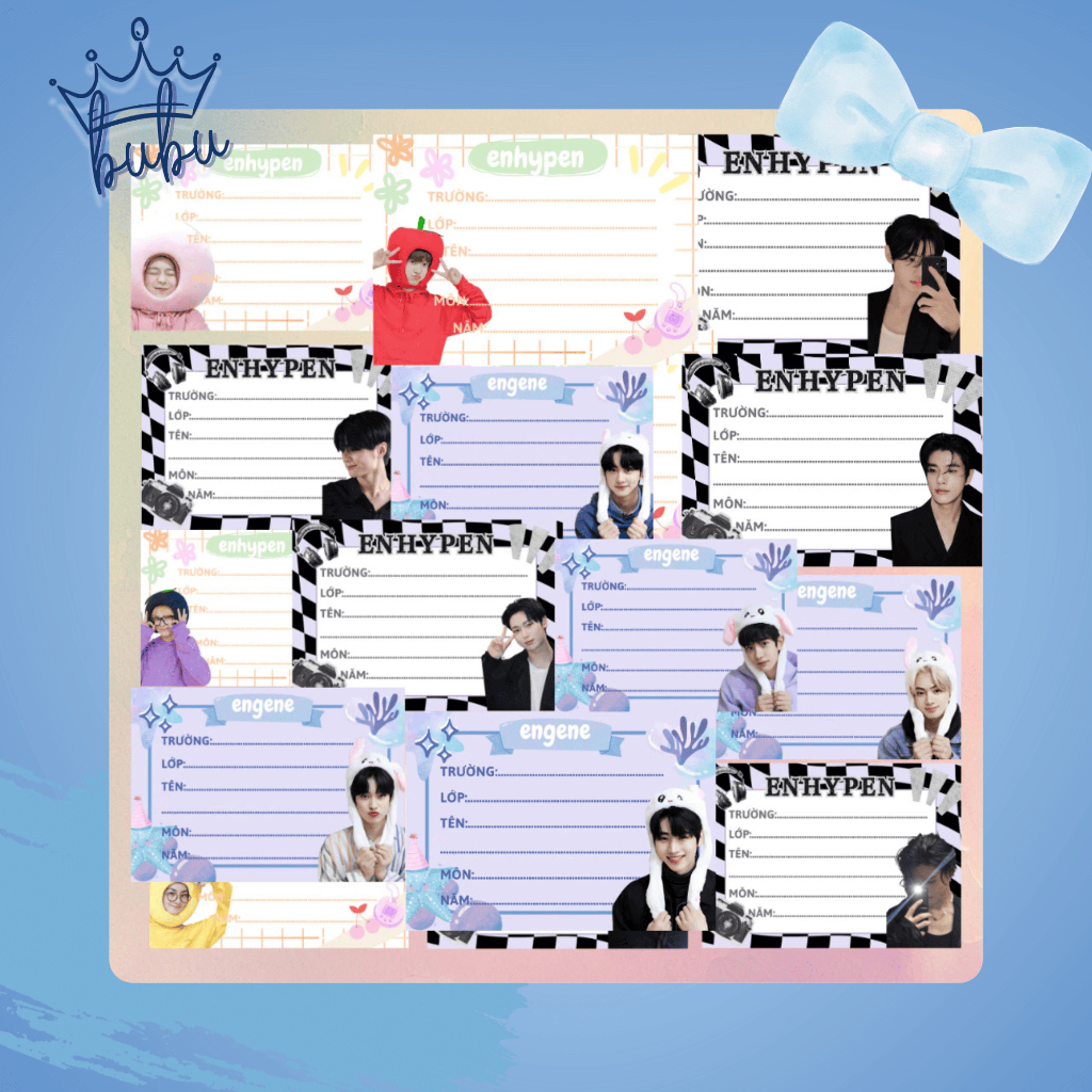 [TIỆM BUBU] - SET NHÃN VỞ ENHYPEN - Set 12 nhãn vở