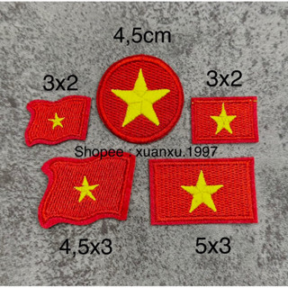 Lá cờ đỏ sao vàng , lá cờ Việt Nam thêu ủi nhiệt gắn kẹp tóc miếng vá áo rách