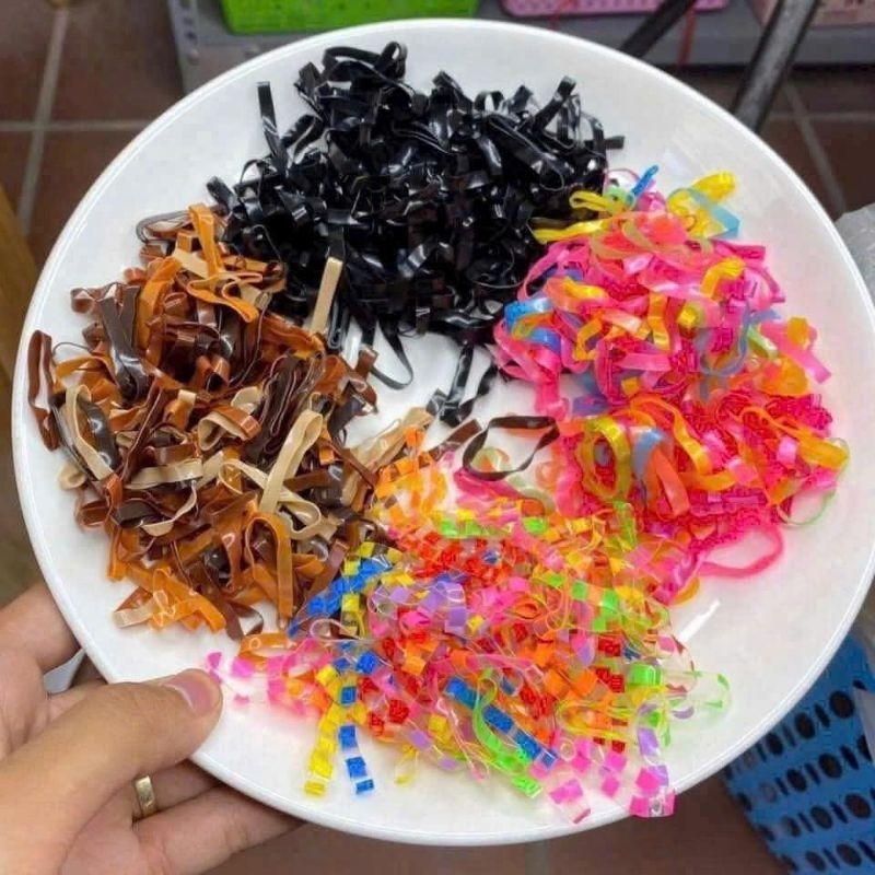 100g Chun Buộc Tóc Siêu Dai Đen, Màu To Nhỏ