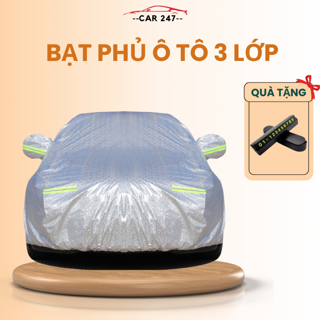 Bạt phủ ô tô 3 lớp CAR247 , bạt trùm xe ô tô cao cấp chống mưa , chống nắng , chống xước , bảo hành 12 tháng