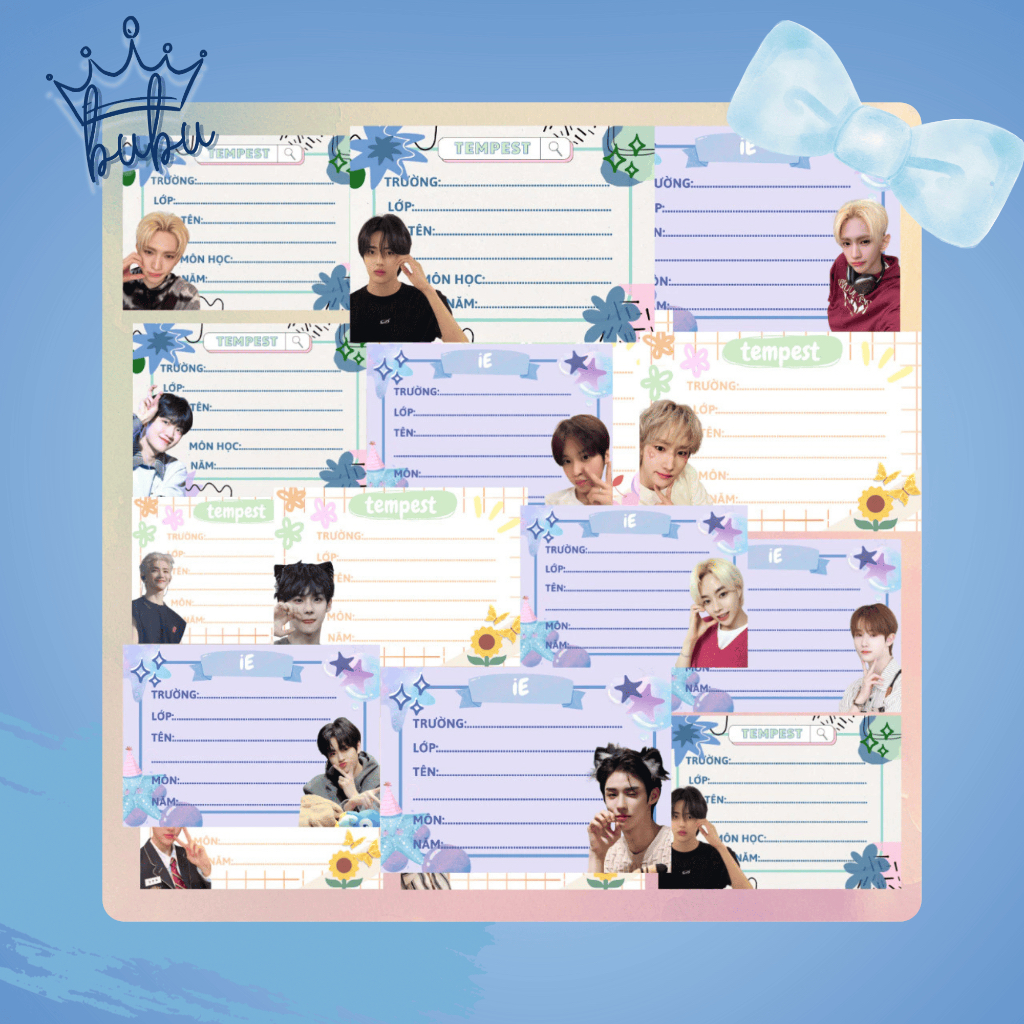 [TIỆM BUBU] - SET NHÃN VỞ TEMPEST - Set 12 nhãn vở