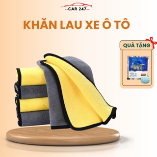 Khăn lau ô tô, xe hơi khăn lau bếp lau kính lau tay màu vàng, 2 lớp Microfiber mềm mịn, siêu thấm hút