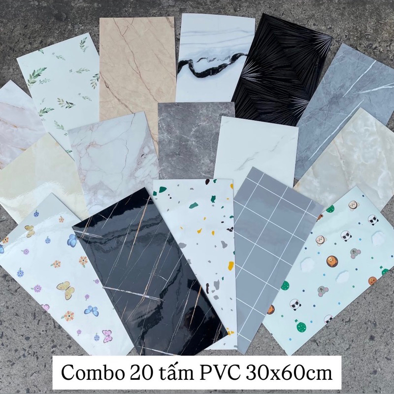 Combo 20-50 Tấm Xốp Dán Tường PVC Siêu Bóng, Vân Đá 3D