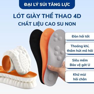 [1 đôi] Lót Giày Cao Su Non Nam Nữ, Đế Lót Giày Thể Thao Massage Chân Cấu Trúc 4D,Miếng Đệm Giày Siêu Mềm , Thoáng Khí