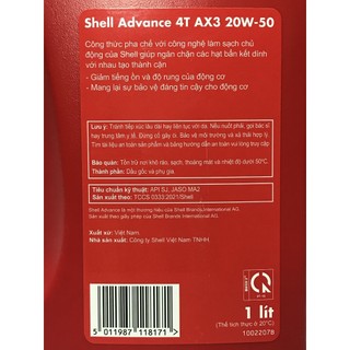 Nhớt Shell Advance Ax3 20W50 xe số