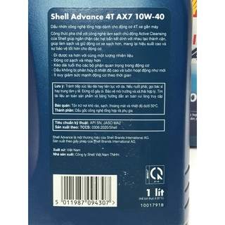 Nhớt Shell Advance Ax7 10W40 xe số