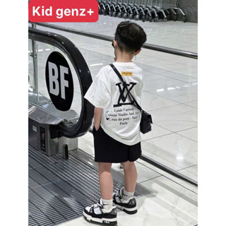 bộ áo phông quần cộc basic lê vi bé trai , set áo phông quần short trẻ em unisex , kid genz