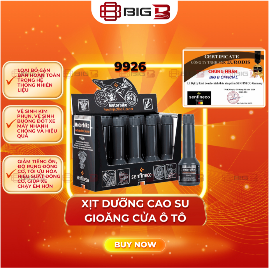 Vệ Sinh Kim Phun Buồng Đốt Phụ Gia Nhớt Xe Máy 9926/9915/9928 SENFINECO nhập khẩu Đức -CHÍNH HÃNG-  BIG B STORE