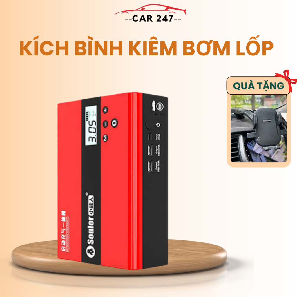 Kích bình kiêm bơm lốp ô tô CAR247 đa năng 4IN1