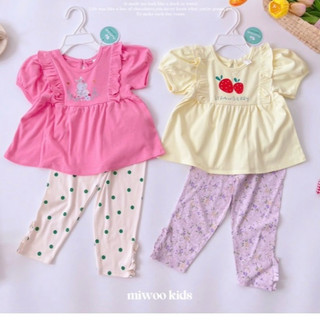  Bộ tay ngắn quần dài bé gái in hình Miwoo xuất Nhật chất cotton co giãn thoải mái 