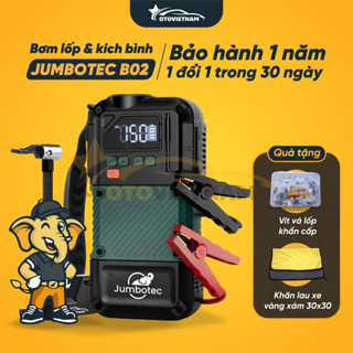 Kích Bình & Bơm Lốp Ô Tô, Xe Máy 4in1 Jumbotec B02 - Dung Lượng Pin 8.000mAh, Bảo Hành 12 Tháng