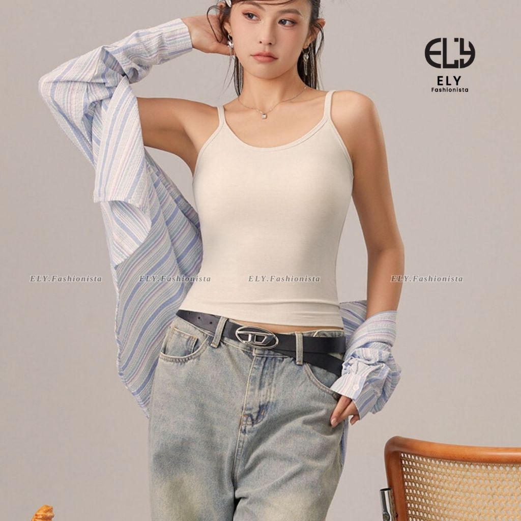 Áo Hai Dây Nữ Ôm Body Chất Borib Co Giãn Mềm Mịn Áo TankTop Basic Mặc Trong Mặc Ngoài Đều Đẹp ELY313 | BigBuy360 - bigbuy360.vn