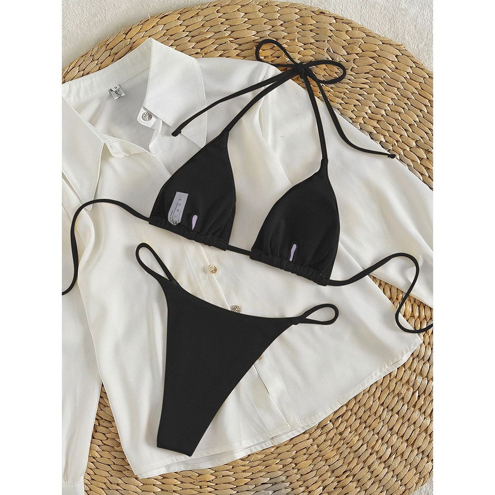 [HOT] Set Bikini Nữ 2 Mảnh Gân Sọc Co Giãn Dây Buộc Quyến Rũ Basic Sang Chảnh Đi Biển | BigBuy360 - bigbuy360.vn