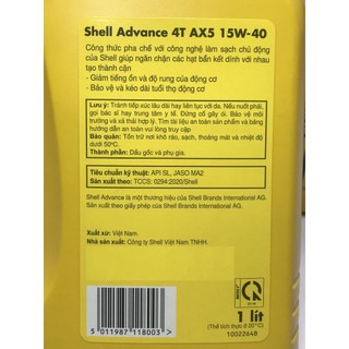 Nhớt Shell Advance Ax5 15W40 xe số