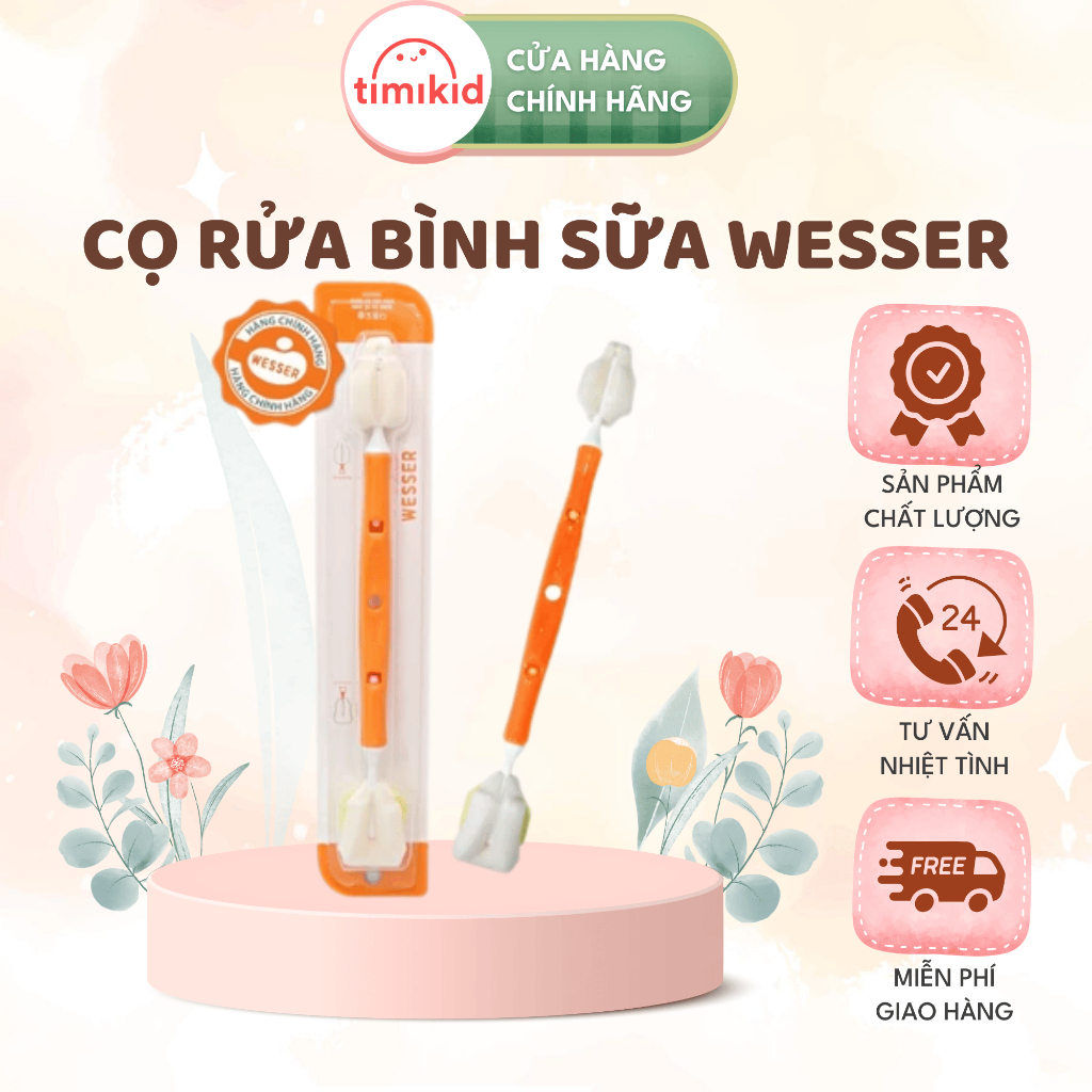 Cọ Rửa Bình Sữa WESSER 2 Đầu Đa Năng Giúp Làm Sạch Bình Và Núm Ti