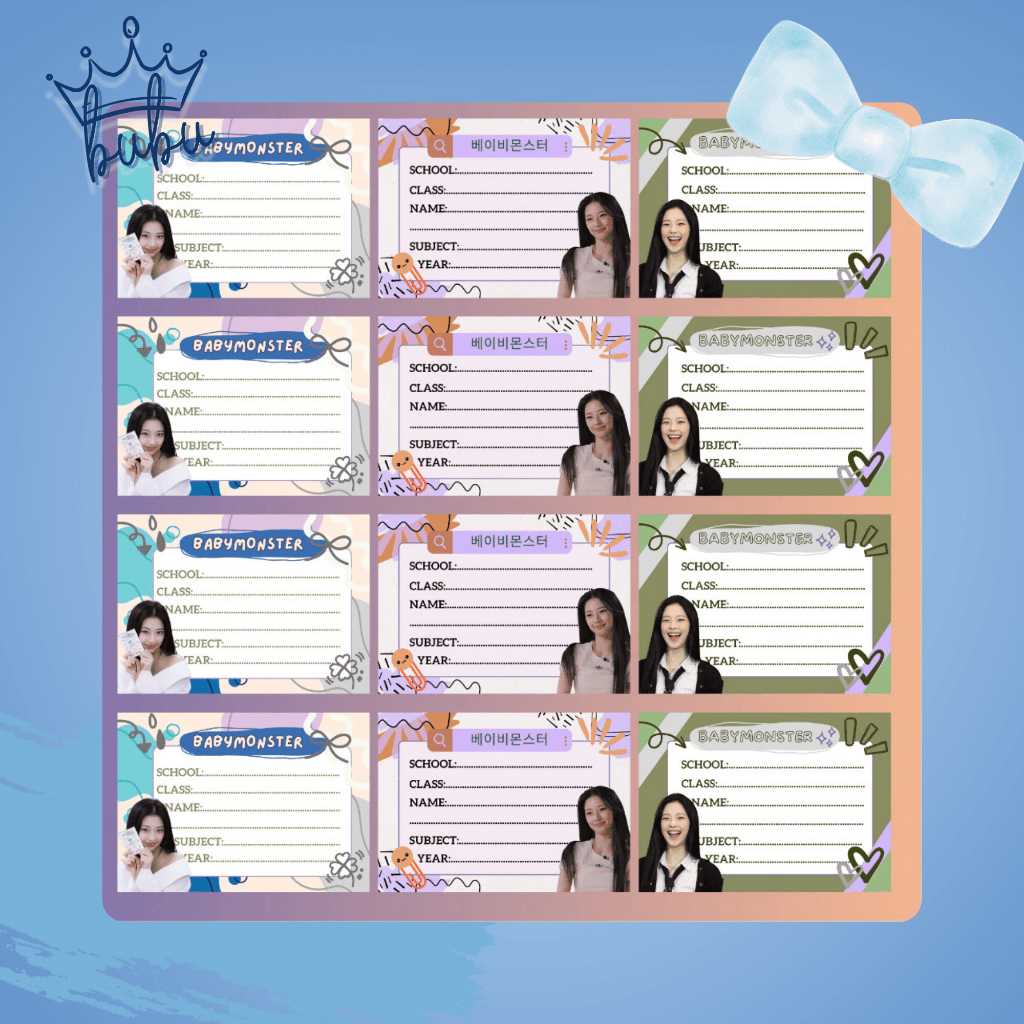 [TIỆM BUBU] - SET NHÃN VỞ BABYMONSTER - Set 12 nhãn vở