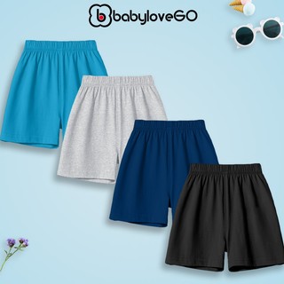  Set 4 quần đùi cho bé trai bé gái BabyloveGO quần short thun trơn chất liệu cotton thoáng mát co giãn QT001 