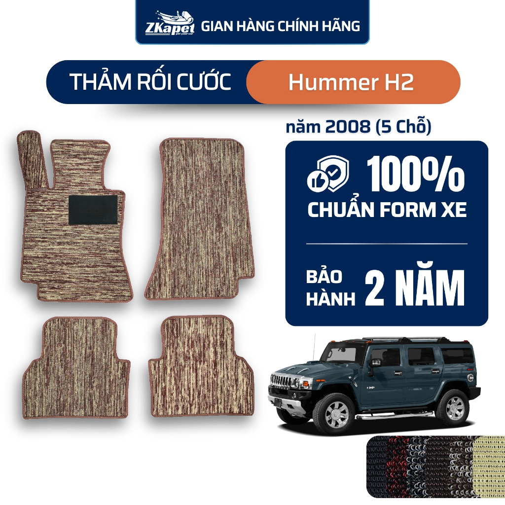 Thảm lót sàn rối cước ô tô Hummer H2 2008 ZKAPET (5 chỗ)