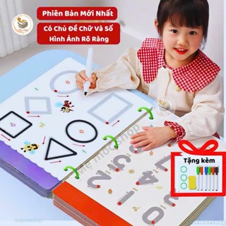 Combo Tập Tô Vẽ Thông Minh Xóa Được 64 Trang Tặng 6 Bút, Học Liệu Montessori Đồ Chơi Giáo Dục Cho Bé 2 3 4 5 Tuổi