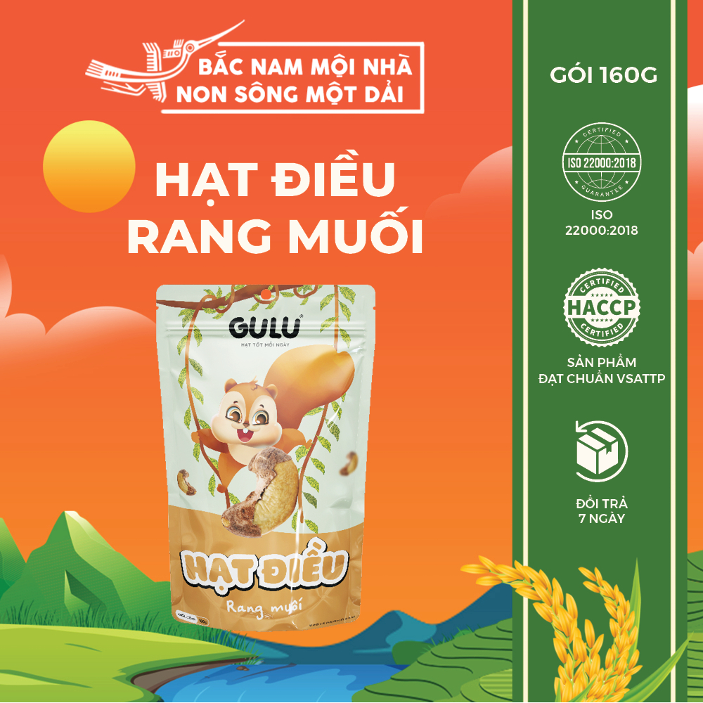 Hạt Điều Rang Muối Vỏ Lụa 160g GULUFOODS