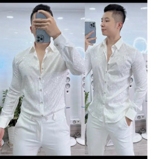 Sơ mi lụa gấm tuyết cao cấp, sơ mi cộc tay