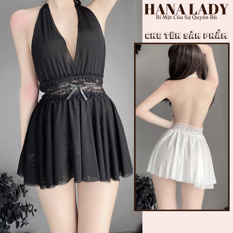 Váy Ngủ Ren - Đầm Ngủ Ren Xòe 2 Tầng Thiết Kế Cổ Yếm Mặc Nhà Kèm Quần Chip HanaLady - VN505 | BigBuy360 - bigbuy360.vn