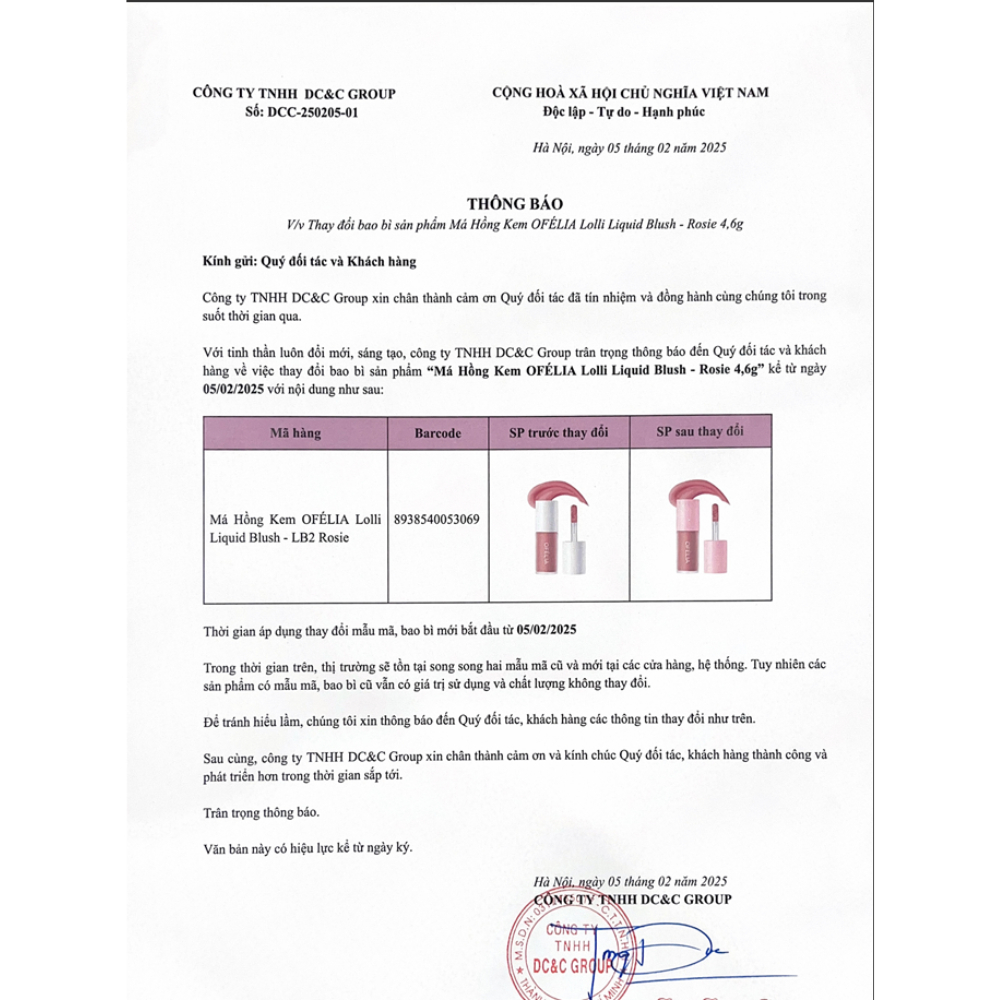 Má Hồng Kem OFÉLIA Lolli Liquid Blush (4.3g)