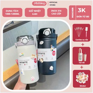 BÌnh giữ nhiệt BOSS PINKCUPS Khắc tên Có Ống Hút Dung tích 1000ML/1200ML inox 316 cao cấp không đổ mồ hôi giữ nhiệt 24H