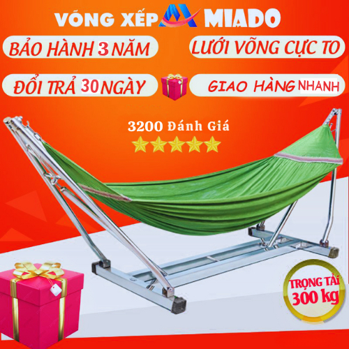 Võng xếp inox MIADO khung vuông cỡ lớn chịu tải 300kg gấp gọn tiện lợi bảo…