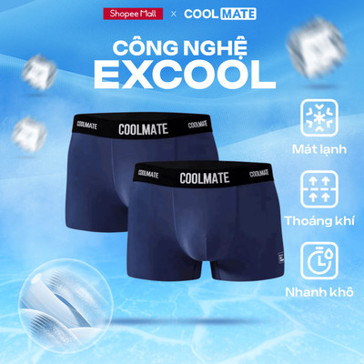 [TẶNG TẤT ĐƠN 329K]Combo 2 quần lót Trunk Excool Clean Cut co giãn siêu thấm hút Coolmate