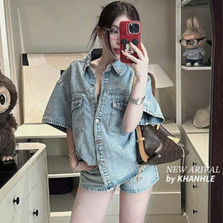  set đồ mùa hè,set đồ nữ sang chảnh,bộ bò áo sơ mi cộc tay quần short 2 màu xịn sò hot trend CC186 