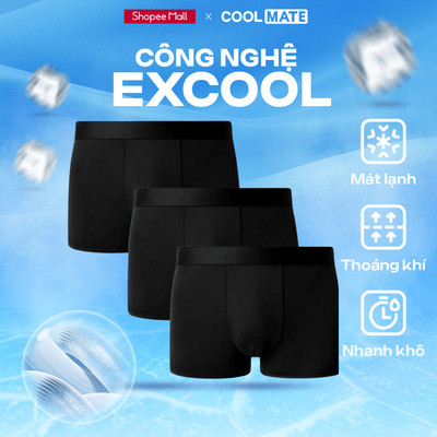 [TẶNG TẤT ĐƠN 329K]Combo 03 Quần lót nam Trunk Excool Microfiber Seamless (Không đường may) Coolmate