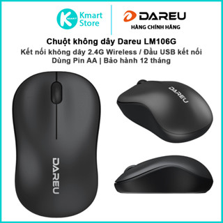 Chuột không dây Dareu LM106G | Dùng Pin AA | Đầu USB kết nối 2.4G | Bảo hành 1 năm