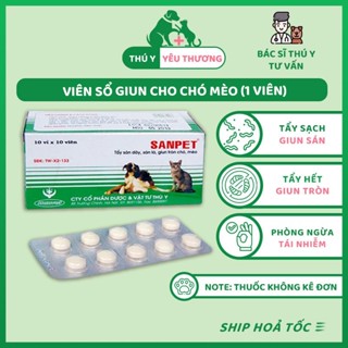   Lẻ 1 viên  Viên tẩy giun sán cho chó mèo Sanpet Hanvet | Sổ giun thú cưng hiệu quả chính hãng công ty 