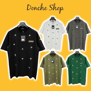  Áo Thun Lê Vê Thêu Chữ Logo Trước Áo Siêu Đẹp - Áo Phông Nam Nữ LV Chất Cotton Thoáng Mát 662792 