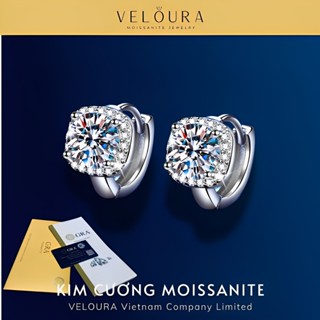 Bông Tai Nữ Kim Cương Moissanite 1 Carat - Chính Hãng VELOURA - Mặt Vuông Cao Cấp | GRA VJKT013