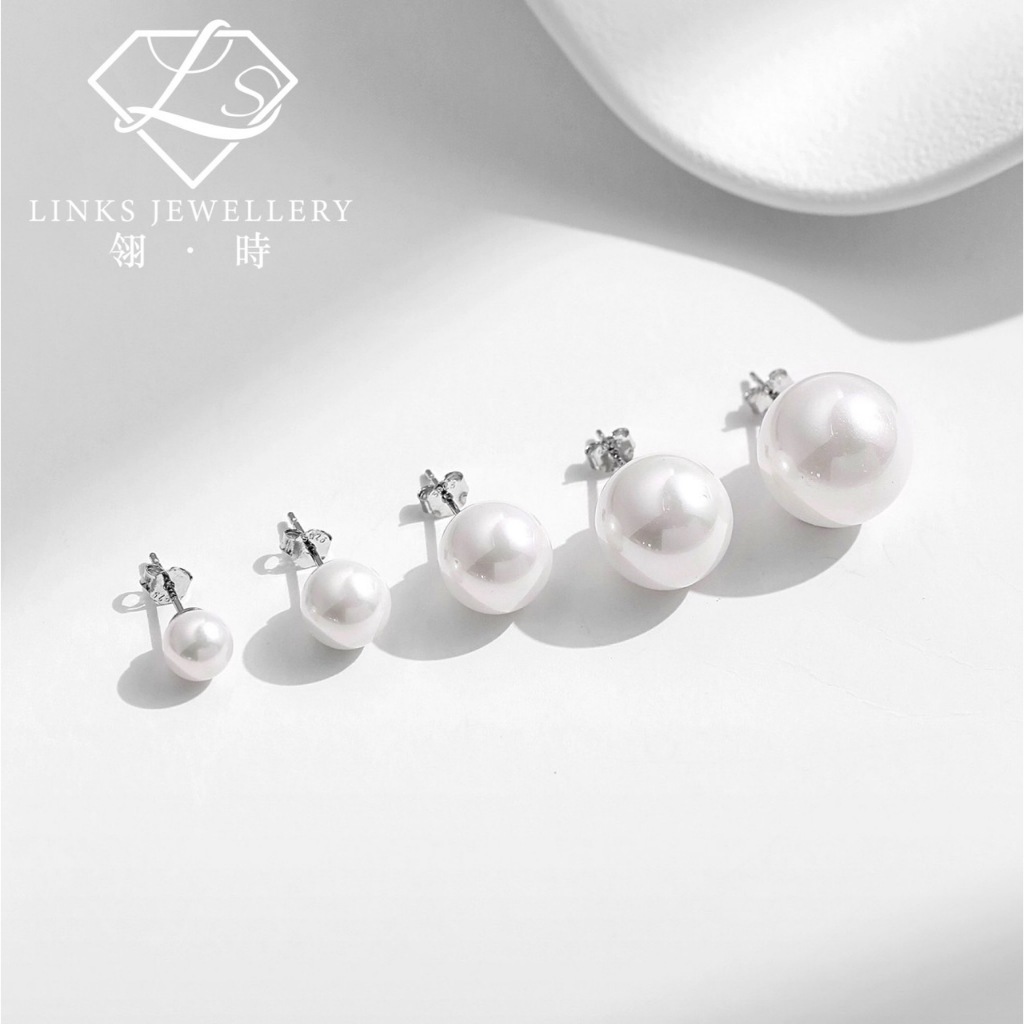 S925 Silver Plated White Gold High Carbon Pearl Earrings SE039 Hypoallergenic Earrings S925 earrings