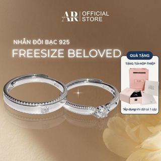 Nhẫn đôi freesize tự chỉnh bạc 925 xi kim, nhẫn cặp Beloved-Aua Silver-ND1
