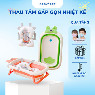   HỎA TỐC HCM  Thau tắm Chậu tắm nhiệt kế gấp gọn SIZE LỚN kèm phao nằm tắm 