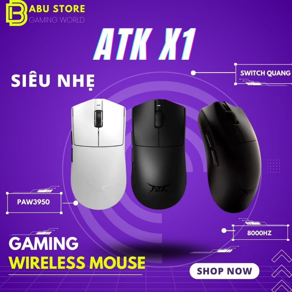 [SẴN GIAO] Chuột không dây ATK Blazing Sky X1 Ultra | X1 Promax | X1 Pro | PAW3950 | 8K Polling Rate